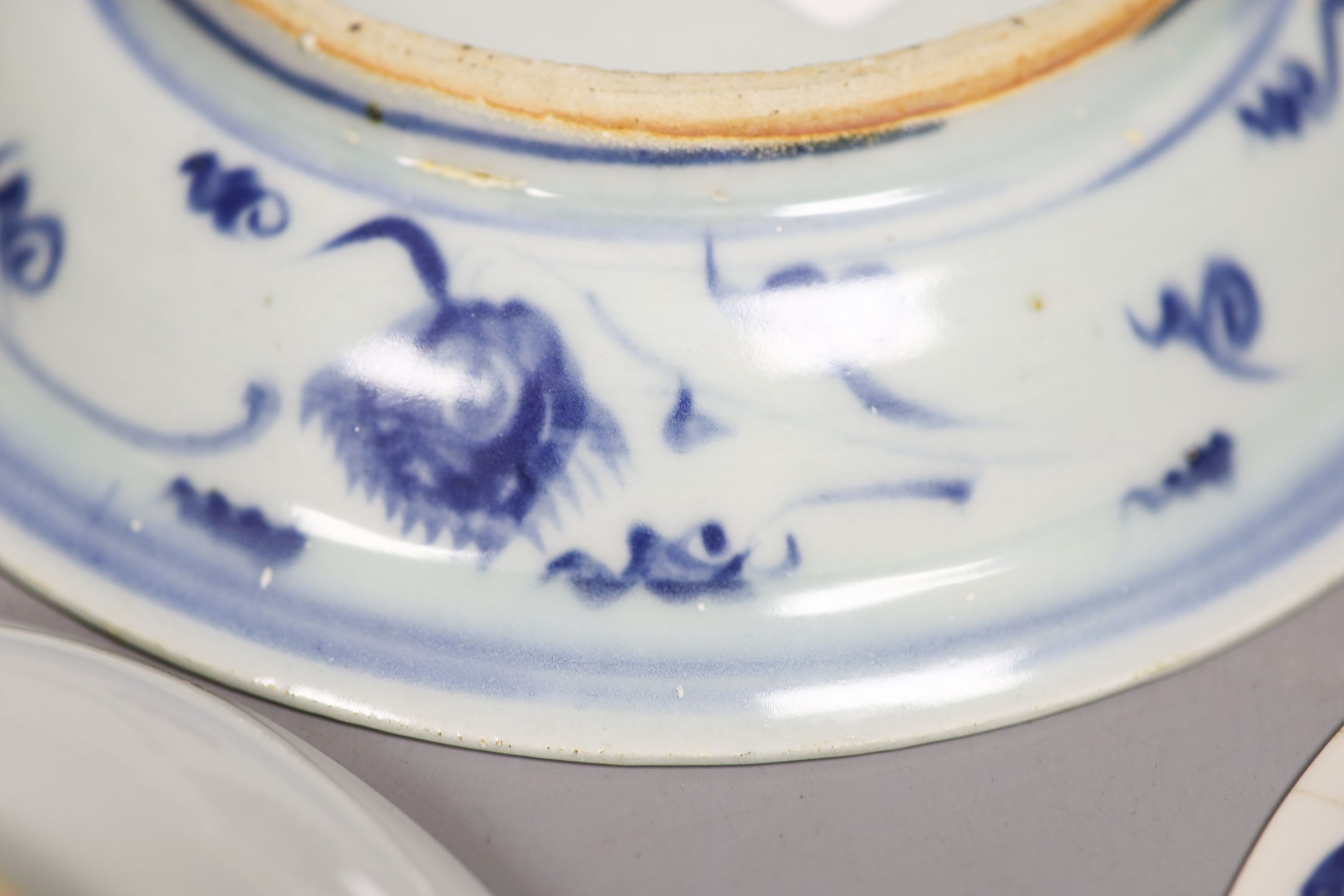 Three Chinese Blue and white dishes, Qing dynasty